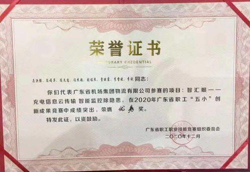 新突破！物流公司榮獲2020年廣東省職工“五小”創(chuàng)新成果競(jìng)賽優(yōu)秀組織單位稱號(hào)